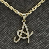 10K Yellow Gold Initial A Pendant 0.16 CTW Natural Diamond